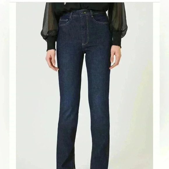 NWT x Anthropologie Pilcro The Split Straight Jeans in Denim Dark sz 27 - Picture 2 of 9